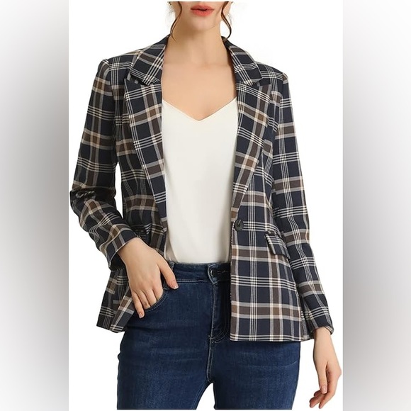 Plaid Blazer in Navy/Brown - Small - Picture 8 of 8
